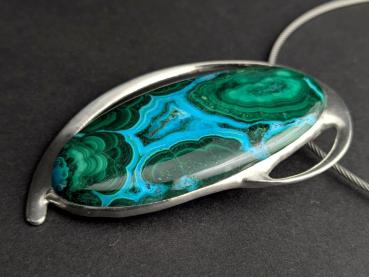 Preview: Chrysokoll Malachit Kettenanhänger