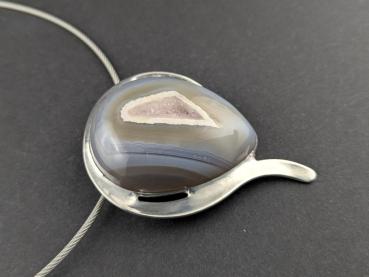 Achatkristalldruse Kettenanhänger